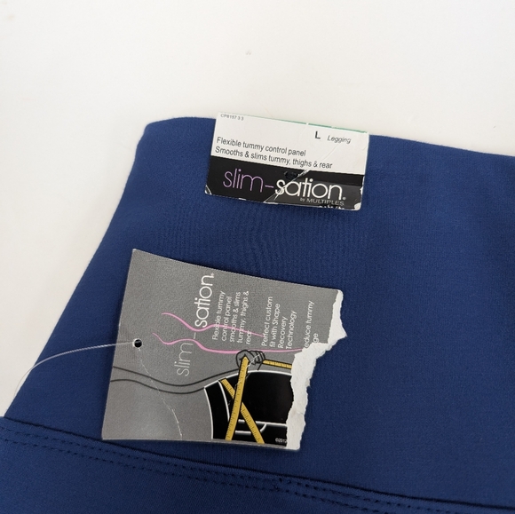 Slimsation Thick Blue Capri Leggings Size Large NWT [294] - Picture 6 of 8